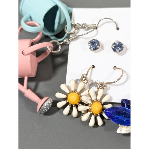 ICING Spring Flower Pot Dragonfly Turtle Earrings Set of 9 - Picture 4 of 6